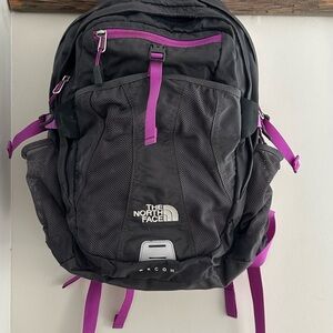 The North Face Black and Purple Backpack